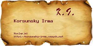 Korsunsky Irma névjegykártya